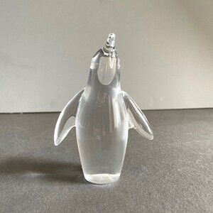 Clear Lead Crystal Glass Style Penguin 4.5" Tall Figurine Art Paperweight